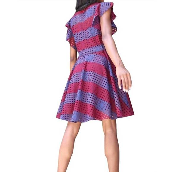 NEW EVA FRANCO simona dress in wine stripe - Picture 3 of 4